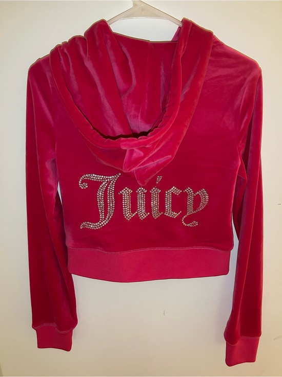 Juicy Couture Jackets & Blazers - Juicy Couture Hot Pink Velour Rhinestone 'Juicy' Hoodie